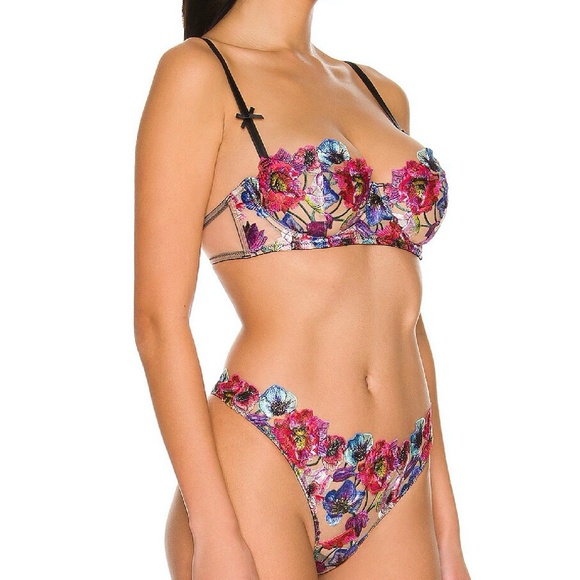 Fleur du Mal Other - NWT FLEUR DU MAL Tuileries Embroidered Balconette Bra (Sz 36D) & Thong (Sz 4/L)